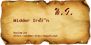 Widder Irén névjegykártya